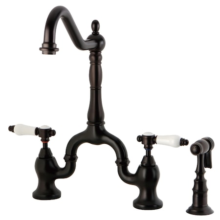 Kingston Brass KS7755BPLBS Bridge Kitchen Faucet with Brass Sprayer, Oil Rubbed Bronze KS7755BPLBS